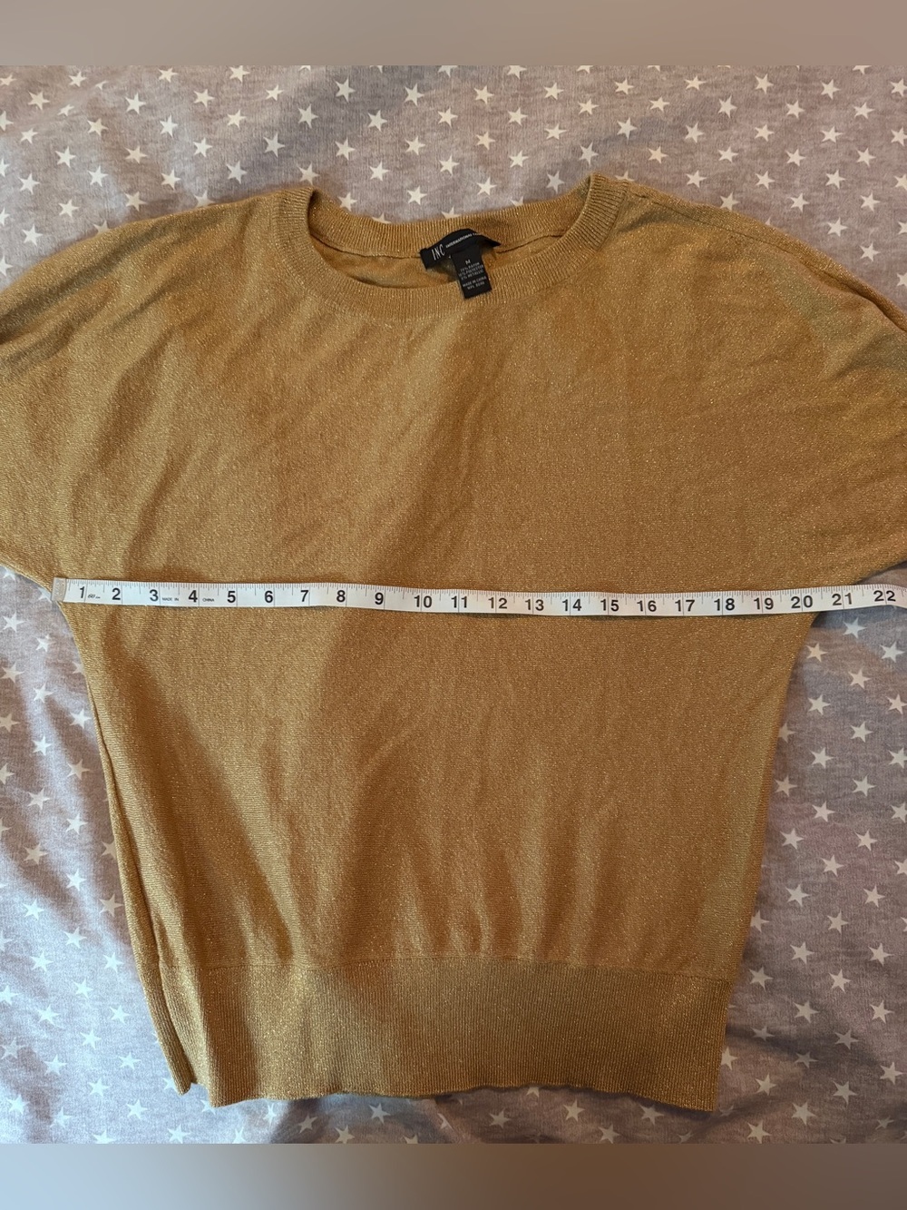 INC long sleeve gold metallic Crewneck top / size M - Picture 6 of 8